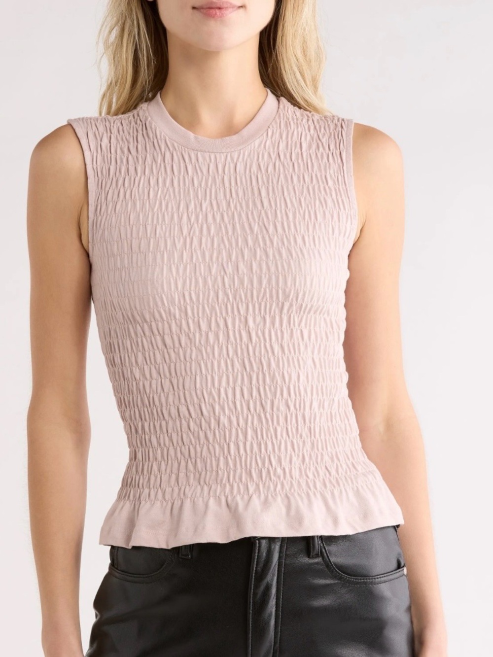 All Saints Dusty Pink Smocked Shell Top